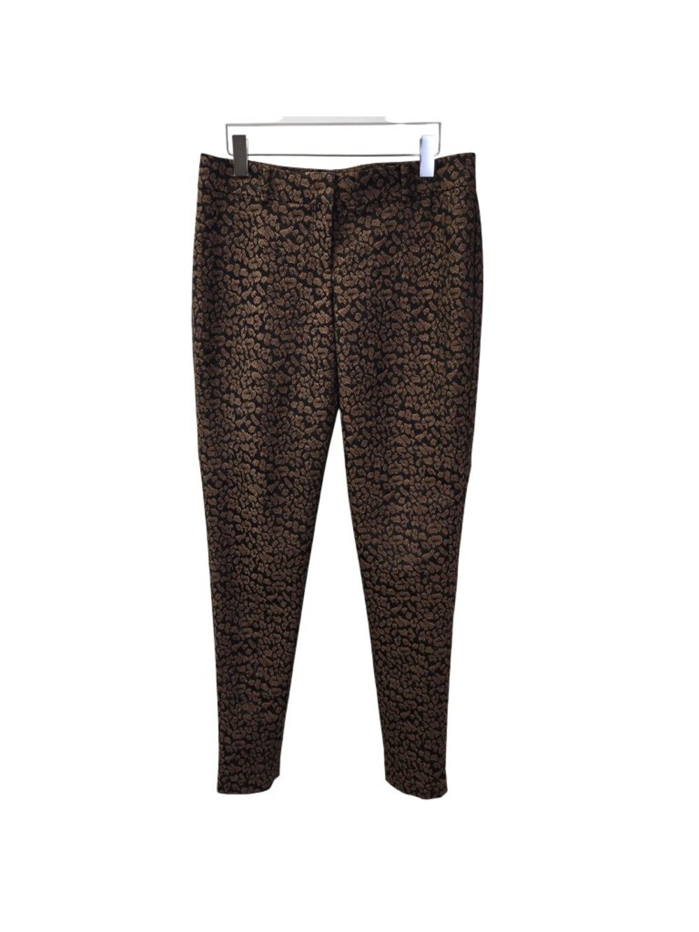 Ann Taylor Leopard Print Jacquard Trouser Pants Size 4 Tall